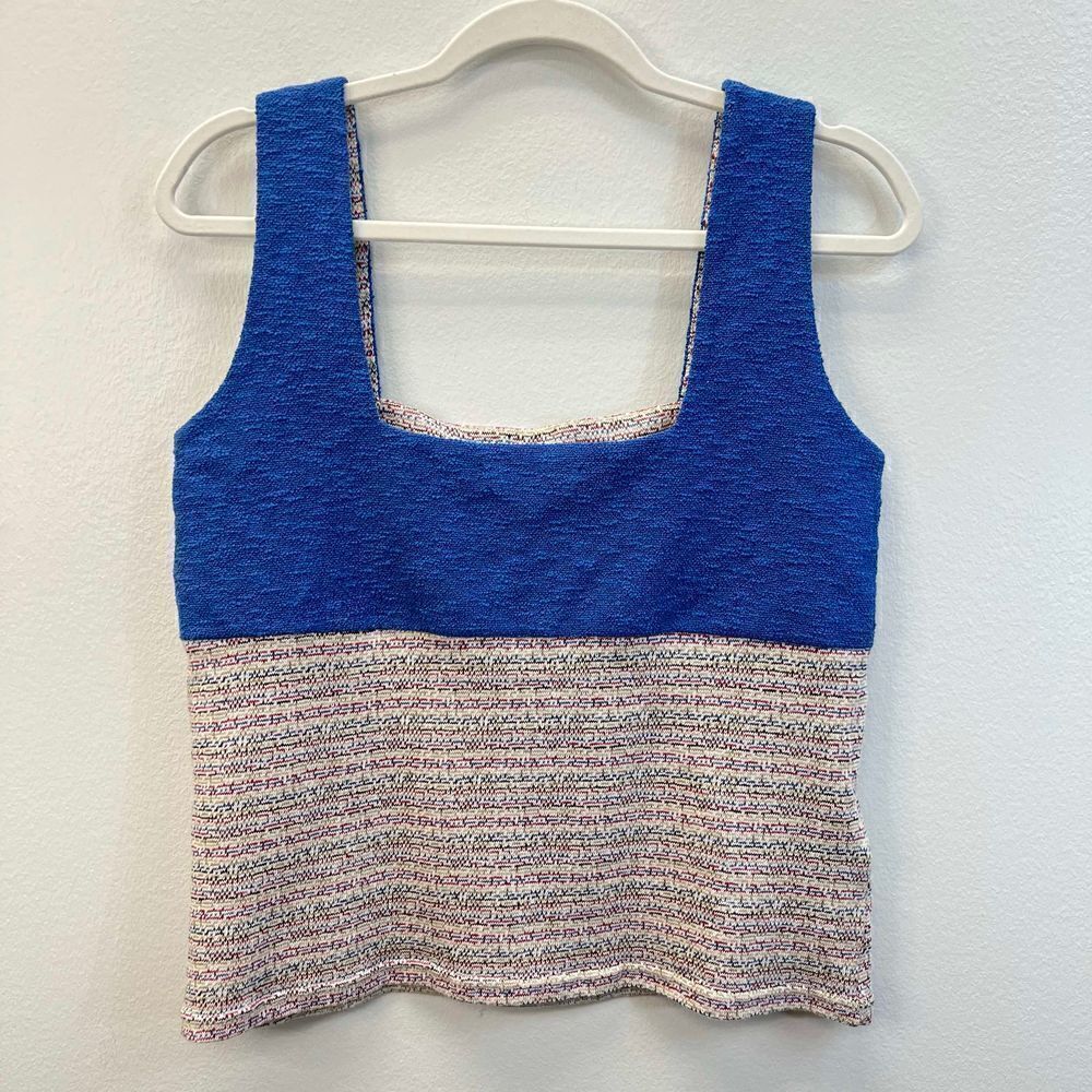 Margaux Lonnberg Tweed Color Block Knit Tank Top Size 36/Small